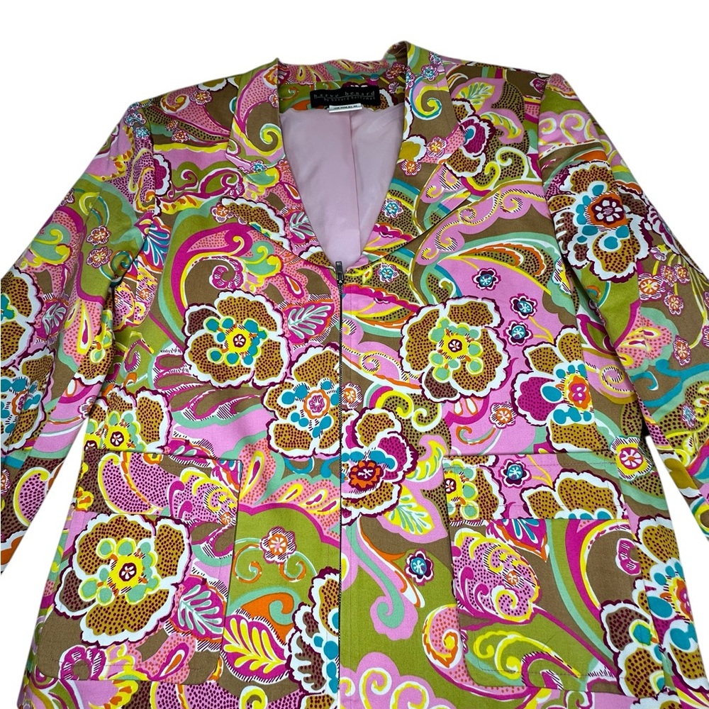 Vtg Harve Benard Women’s Floral Colorful Blazer Jacket Paisley Retro SZ 12 Zip